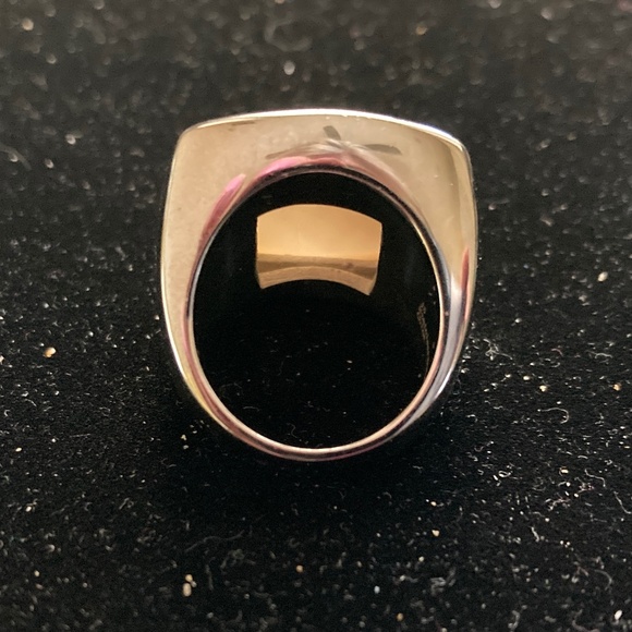 Stainless Steel Bold Square White Mother-of-Pearl Ring/Size 7/NEW! - Picture 2 of 6